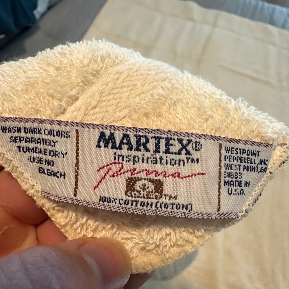 VTG Martex Inspiration Pima Cotton Towel Set 3pc Floral Embroidered Cream USA - Picture 2 of 6